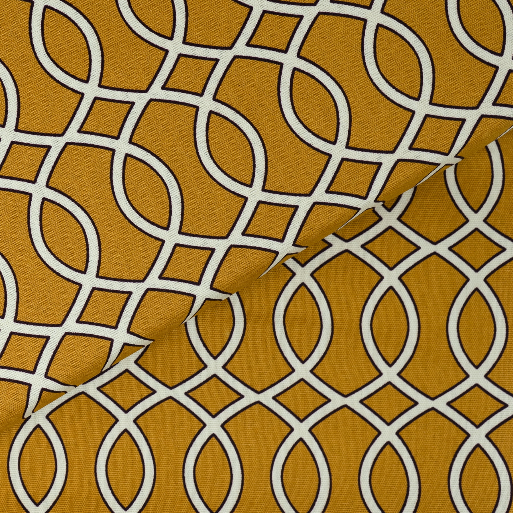 Waverly Inspirations 45" 100% Cotton Printed Ogee Sewing & Crafting Fabrics, 8 yd By the Bolt, Gold, White and Brown