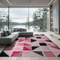 thumbnail image 2 of ODIKA Pink Contemporary Geometric Mosaic Interlocking Maze Abstract Non-Slip Chair-Friendly Floor for Dining Room, Under Table, Office, 2 of 7