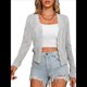 thumbnail image 2 of Chaqueta Cárdigan de Punto con Cuello en V y Larga para Mujer, Suéter Chal de Punto Sin Botones. Gris S, 2 of 8