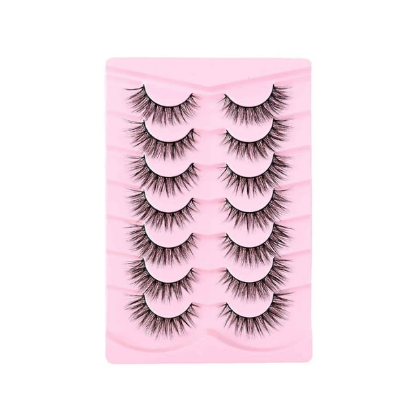 7 pares de pestañas de visón, extensiones de pestañas finas, mechones, extensiones de pestañas DIY, 14 unidades de mechones de pestañas naturales, pestañas individuales