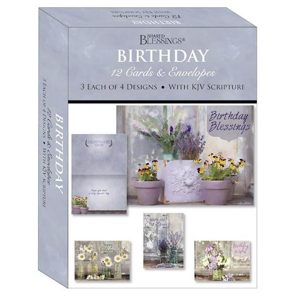 Crown Point Graphics 272435 Bénédictions Partagées-Anniversaire Floral Célébration Card-Boxed - Boîte de 12