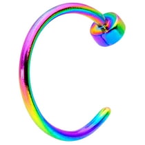 Body Candy Women 22G Rainbow PVD Steel Minimalist Disc Nose Ring 6mm Nose Hoop Ring Circular Nose Ring 1/4”