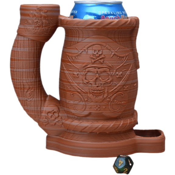 Pirate Theme Stein Dice Tower with Can Cozy & Storage - DND & RPG Accessory for Tabletop Gamers