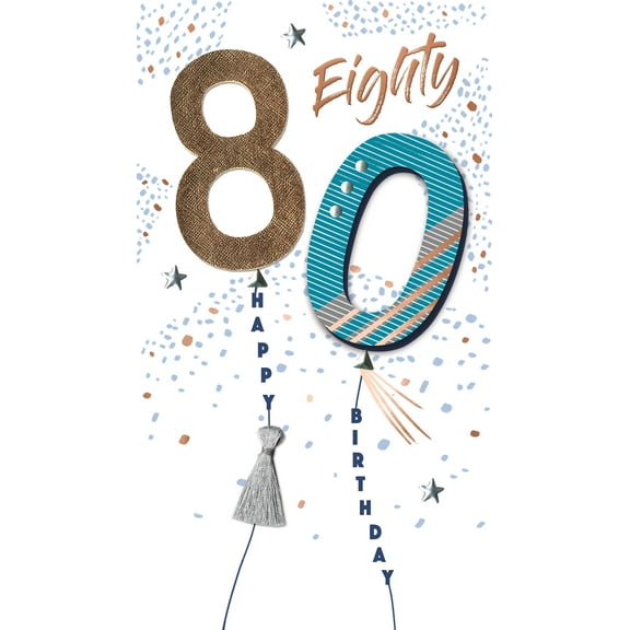 Handmade "Champagne" Greeting Card 80th Birthday Balloons