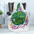 thumbnail image 4 of Saying Soft Flannel Fleece Throw Blanket, Inspirational Apple Print for Motivation Clean Eating Diet Fresh and Healthy, Cozy Plush for Indoor and Outdoor Use, 50" x 60", Green Purple, by Ambesonne, 4 of 5