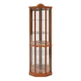 thumbnail image 3 of Curio Cabinet with Glass Doors, Glass Display Cabinet China Cabinet with Adjustable Shelves & Mirrored Back Panel, Built-in Lighted, Corner Cabinet Glass Display Case for Living Room, Entryway, Oak, 3 of 9