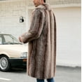 thumbnail image 6 of Txeol Brown Faux Fur Coat for Men Thicken Warm Open Front Cardigan Overcoat Fluffy Soft Long Winter Jacket Outwear 2025,M, 6 of 6