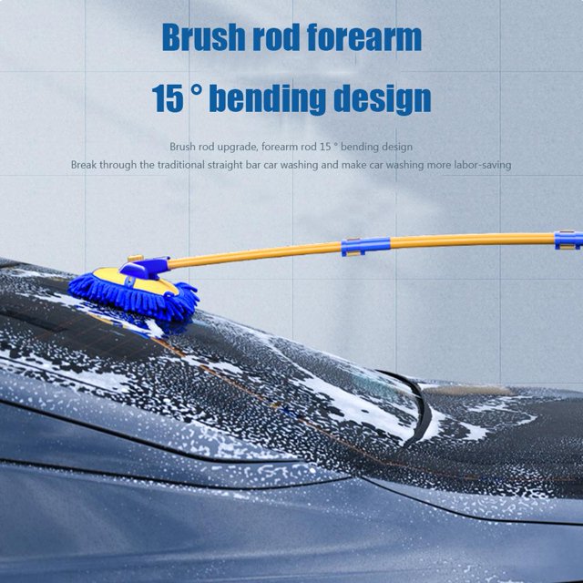 Lavado de autos Mop suave para la herramienta de lavado de autos con aluminio Cápsulas de limpieza de varillas curvas de mango largo Telescópico para lavado de automóvil