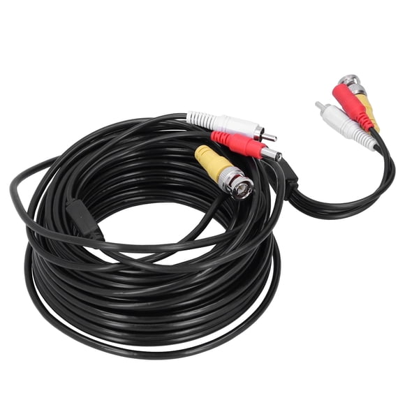 Cable CCTV portátil 3 en 1 Cable de alimentación de audio y video Conector BNC + RCA + CC para sistema de vigilancia DVR (20 m 65,6 pies)