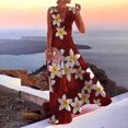 thumbnail image 1 of Lenago Robes Grande Taille Printemps pour Femmes 2023 Mode Décontractée Été Sans Manches Col en V Robe Imprimée Fermeture Éclair Robe Longue Robes de Plage en Solde, 1 of 5