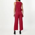 thumbnail image 6 of Women's Solid Color Linen 2 Piece Set Sleeveless Crop Top With Buttons And Wide Leg Pants Women Sweat Suits Sequin Suits for Women Petite Pant Suit for Women Straight Leg Dress Pants for Women Pants, 6 of 8