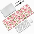 thumbnail image 2 of Large Mouse Pad Pink White Floral Rose Extended Gaming Mouse Pad with Stitched Edges Laptop Computer Keyboard Mouse Mat Desk Pad for Work Game Office Home, 2 of 6
