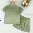 thumbnail image 4 of Girls Silk Pajamas Set Solid Summer Pajamas Button Down Shorts Set Toddler Sleepwears Girls Summer Pjs Size 1-2 Years, 4 of 4