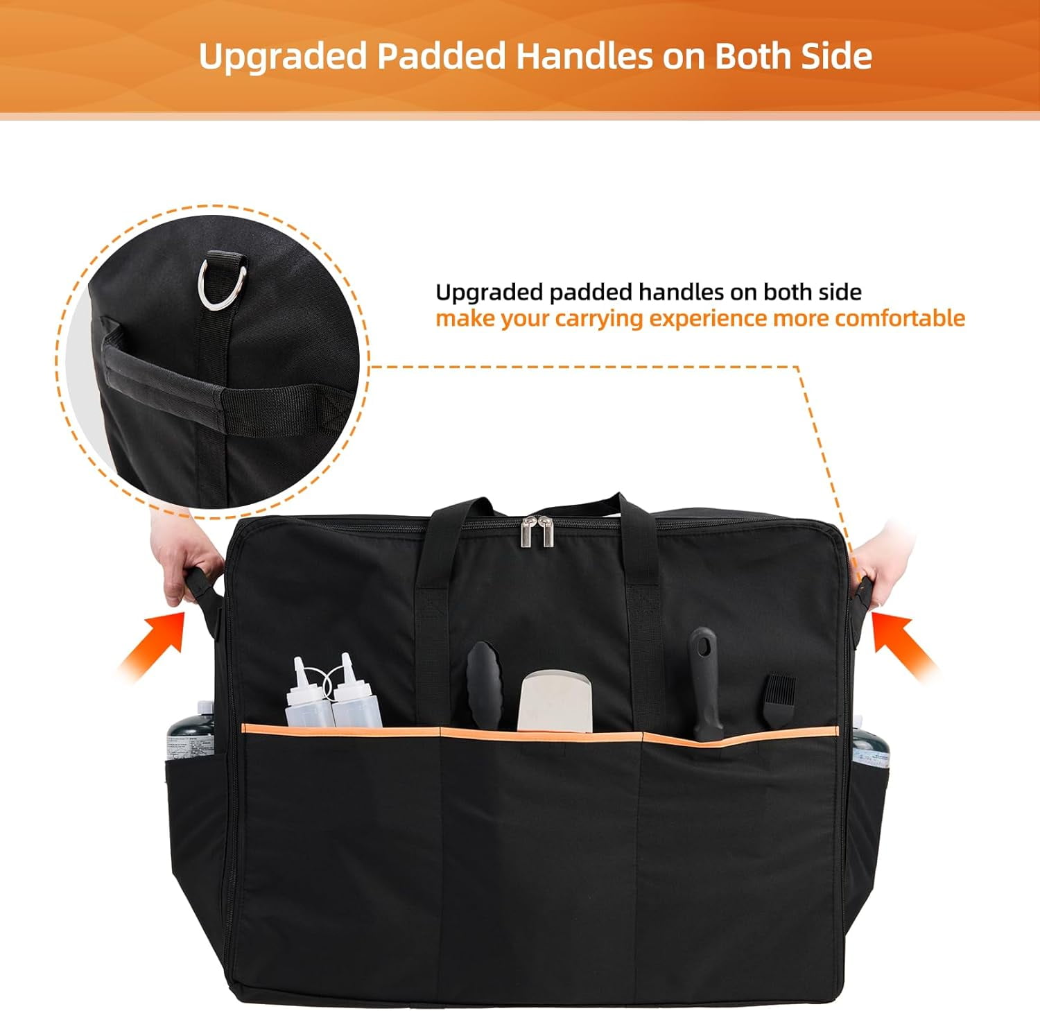 Upgraded Carry Bag for Blackstone 22 inch Tabletop Griddle with Hood Lid, Reinforced Hardware & Rip-Proof Heavy Duty Fabric, Outdoor BBQ Grill Carrying Case, Black (Bag Only)