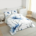 thumbnail image 3 of jejeloiu Blue Flower Floral Queen Comforter Set,Modern Aesthetic Art Bedding Sets,Rustic Plant Bedding Comforter Set For Men Women,Breathable Home Decor Reversible,3-Piece, 3 of 8