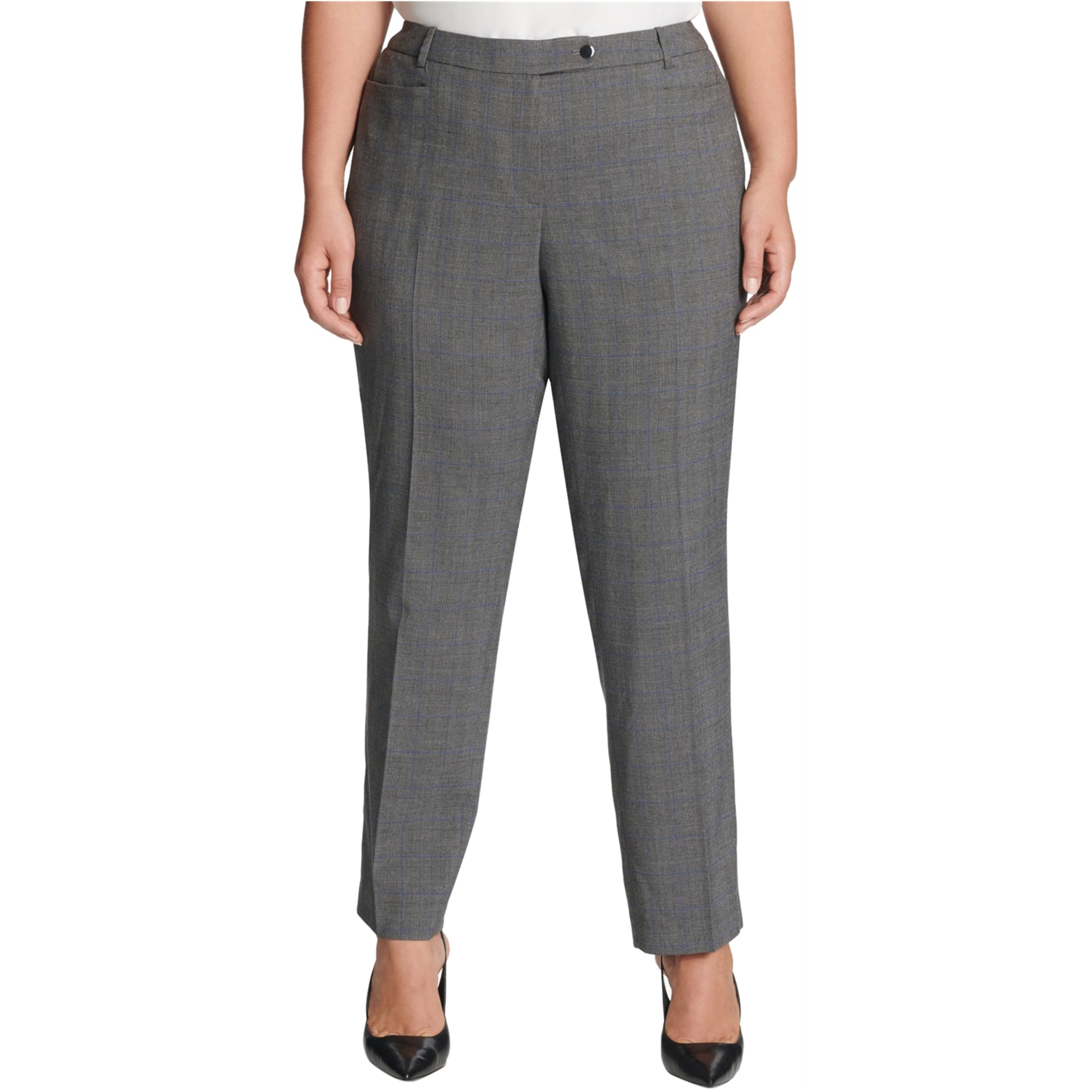 women's grey plaid dress pants