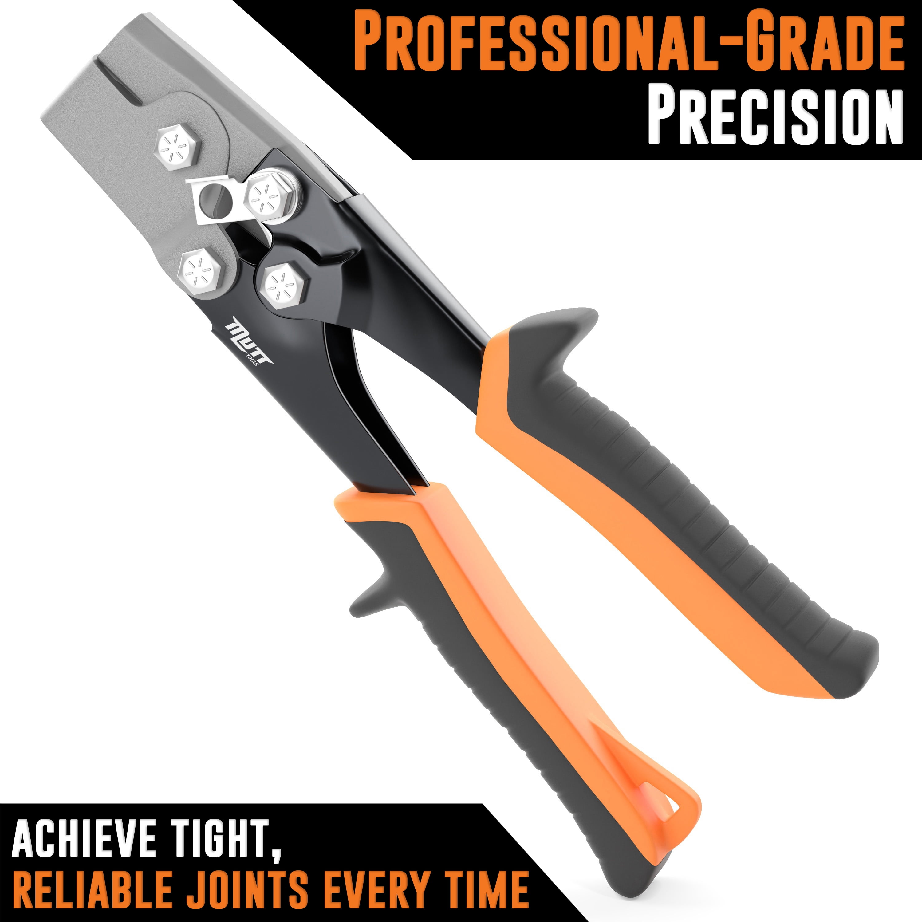 Mutt Tools Professional Snap Lock Punch - Heavy Duty Sheet Metal Notcher with Safety Lock - End Cap Crimper for Gutters - Essential Gutter Crimping Tool for Pros