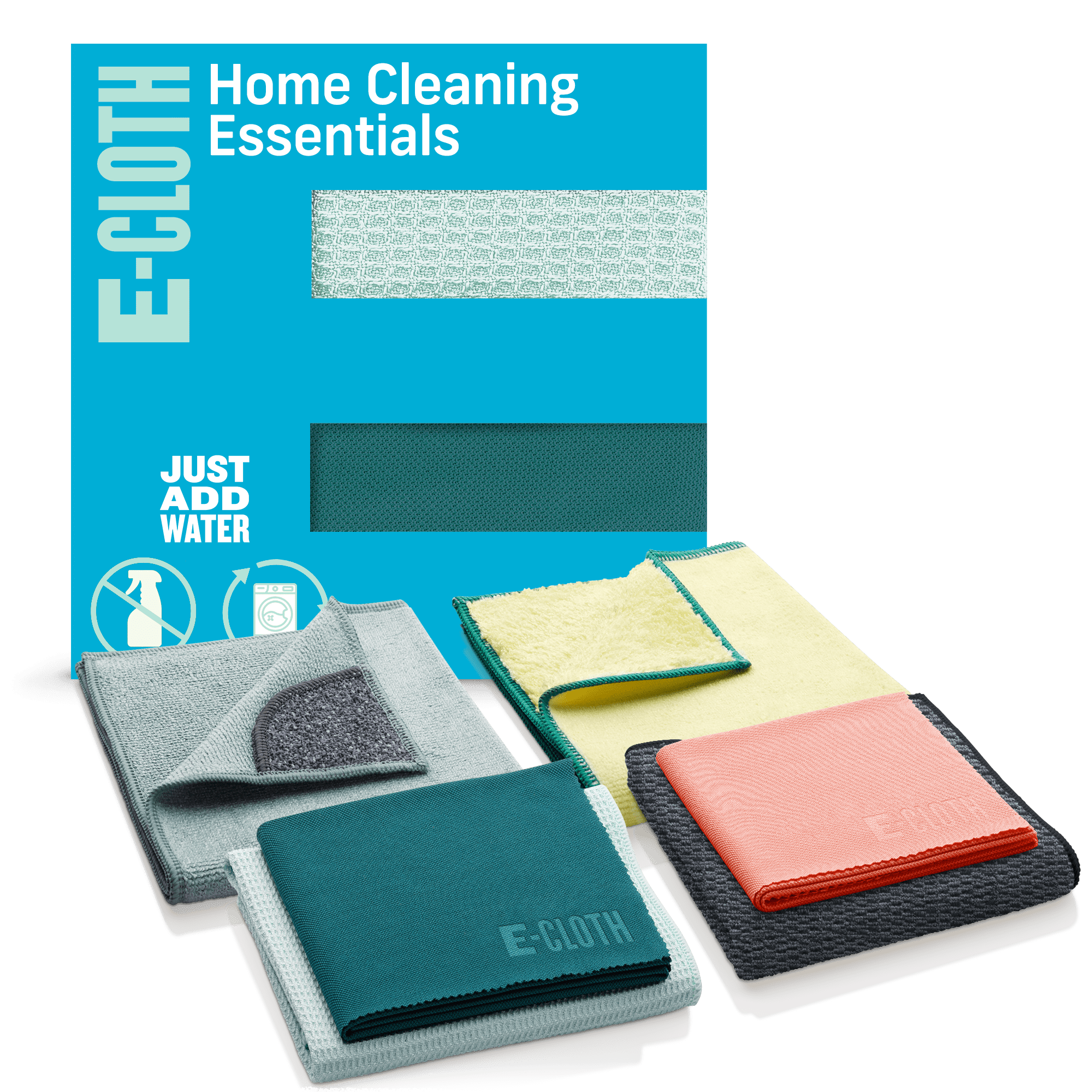 E-Cloth 6 Piece Home Cleaning Essentials, Premium Microfiber Cleaning Supplies for Glass, Window, Kitchen, Dust, Granite, and Marble