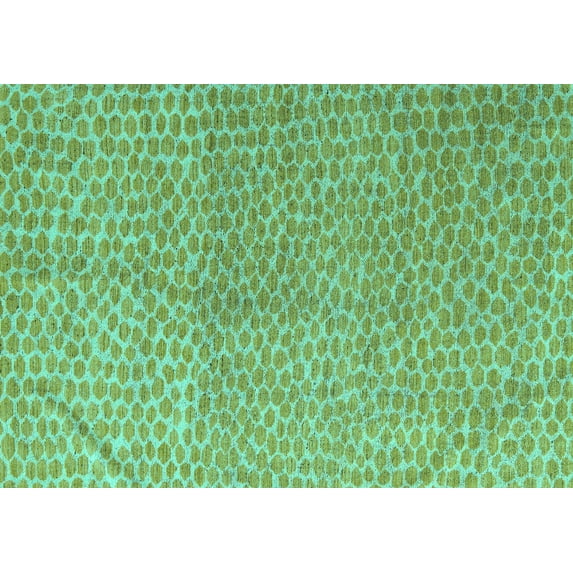 Ahgly Company Indoor Rectangle Abstract Turquoise Blue Modern Area Rugs, 7' x 9'