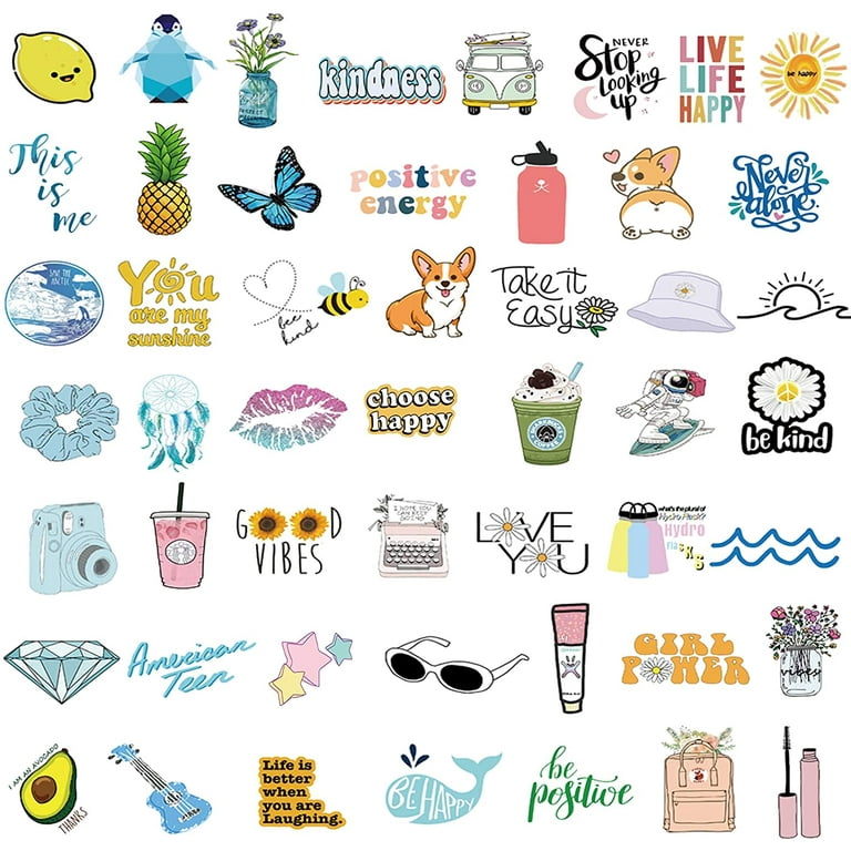Stickers for Water Bottles, 100 Pack/PCS Cute Vinyl Aesthetic ...