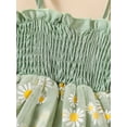 thumbnail image 5 of Spewahor Baby Girls Romper Set, Spaghetti Straps Pleated Flower Print Tulle Patchwork A-line Dress with Bowknot Headband, 5 of 7