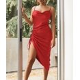 thumbnail image 3 of GHSDFBB Robe Satinée Sans Manches à Bretelles Spaghetti pour Femmes Cocktail Plage Soirée Col Bénitier à Pois Léopard Midi, 3 of 6