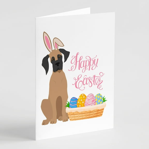 Fawn Great Dane Easter Greeting Cards and Envelopes Pack of 8 7 in x 5 in