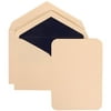 JAM Paper Wedding Invitation Set, Large, 5 1/2 x 7 3/4, Ivory Rounded Edge Set, Ivory Card with Navy Blue Lined Envelope, 100/pack
