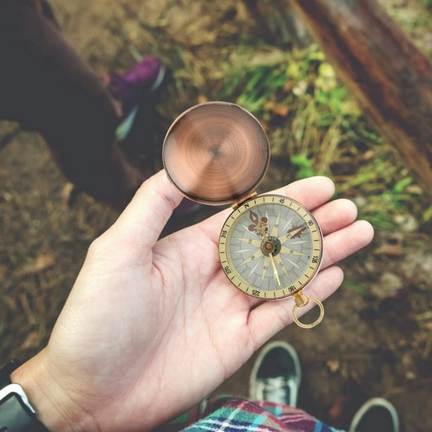 Boussole vintage Filfeel, boussole de montre de poche corps en métal pour  camping pique-nique pour sortie pour jeu en plein air pour extérieur 