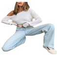 thumbnail image 4 of PENGXIANG Women‘s Jeans All-Match Breathable Wide-Leg Pants with Pockets, 4 of 8