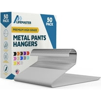Lifemaster Metal Pants Hangers, Non-Slip Space-Saving Open-End Closet Organizer for Pants, Jeans & Trousers, 50 Pack, White