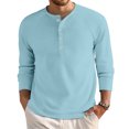 thumbnail image 2 of Mens Waffle Long Sleeve Shirt Casual Button Down Thermal Henley Shirts Lightweight Plain Fall Tshirts Pullover, 2 of 7