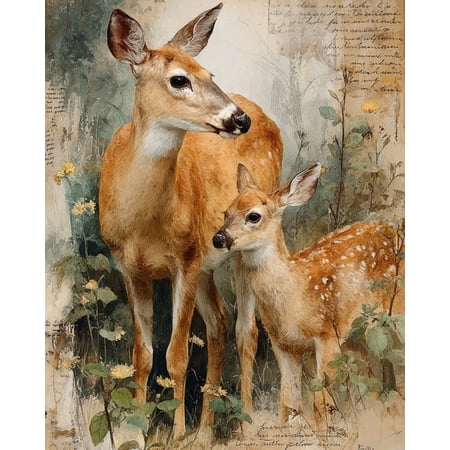 Paint by Numbers for Adults Kids Beginner Mother and Child Deer in the Woods DIY Acrylic Painting by Numbers Kits with Brushes Acrylic Pigment Home Decoration Gifts 16 x 20 inch