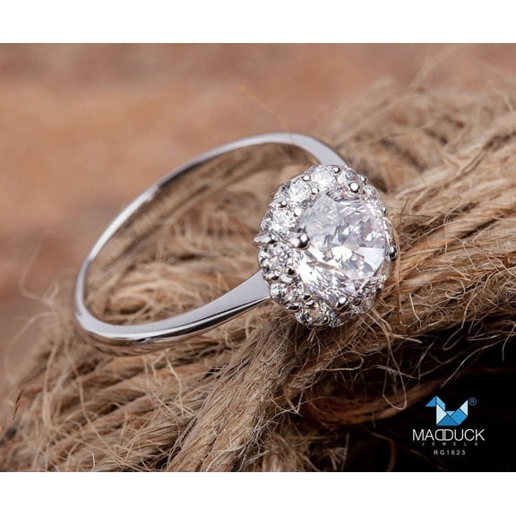 1.25 Cts Cubic Zirconia / Sterling Silver 925 Ring / Rhodium plated Nickel-Free / MadDuckJewels RG1623 / Thailand Jewelry