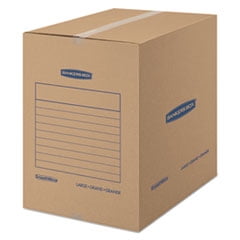 SmoothMove Basic Moving Boxes Large, Regular Slotted Container RSC, 18" x 18" x 24", Brown Kraft/Blue, 15/Carton