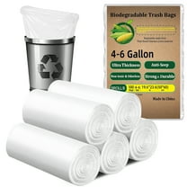 Cshidworld 100 Count Biodegradable Trash Bags 4-6 Gallon, White Small 4 Gallon Garbage Bags, Durable & Easy-Tear Design, Perfect for Home & Office Use