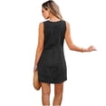 thumbnail image 2 of Denim Dresses for Women Sleeveless Stretchy Casual Jean Dress V Neck Summer Western Short Button Down Dress with Patch Pocket, 2 of 6