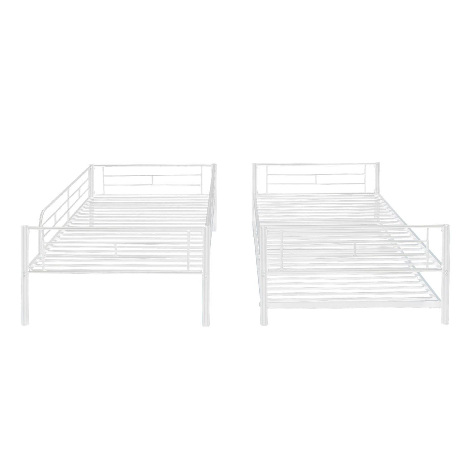 Kadyn Metal Bunk Bed, Twin-Over-Twin Bed with Trundle, Can be Divided into two beds, Modern Bunk Bed Frame for Juniors, White