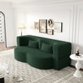 thumbnail image 2 of Modern Floor Sofa with 2 Pillows, Convertible Plush Corduroy Foam-Filled Sleeper Sofa Bed for Living Room Guest Bed, No Assembly Required, Green + Foam, 2 of 8