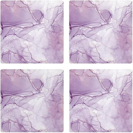 

Marbled Lavender White 4 x 4 Absorbent Ceramic Square Coasters Pack of 4