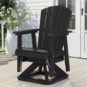 Serwall HDPE Swivel Glider Chair, All-Weather Black
