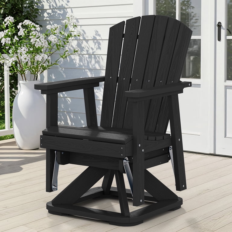 Serwall HDPE Swivel Glider Chair, All-Weather Black photo 1