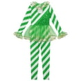thumbnail image 6 of YiZYiF Girls Long Sleeve Candy Cane Striped Jumpsuit Ruffled Tulle Dance Unitard Christmas Costume Green 14, 6 of 7