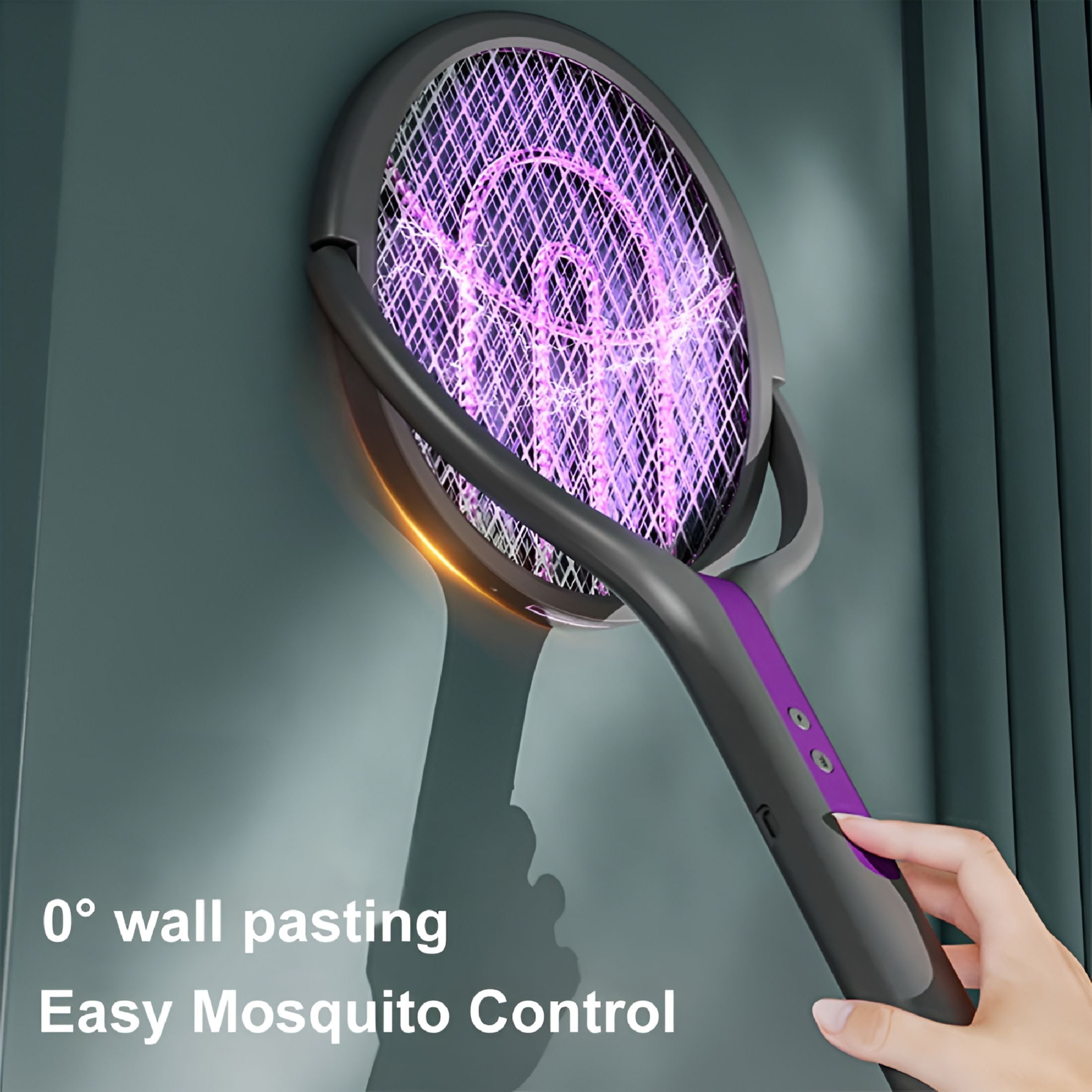 HIBIBUD 2026 New Rotating Head Bug Zapper Racket Electric Fly Swatter for Indoor (Short Type) for Homes, Kitchens, Offices, Living Rooms, Pest Control, Fly and Insect Removal.