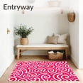 thumbnail image 3 of ODIKA 5'x7' Machine Washable Non-Slip Area Rug, Peppermint Swirl Festive Spiral Accent Interlocking Holiday High Traffic Rug with Pad, Pink, 733312, 3 of 8