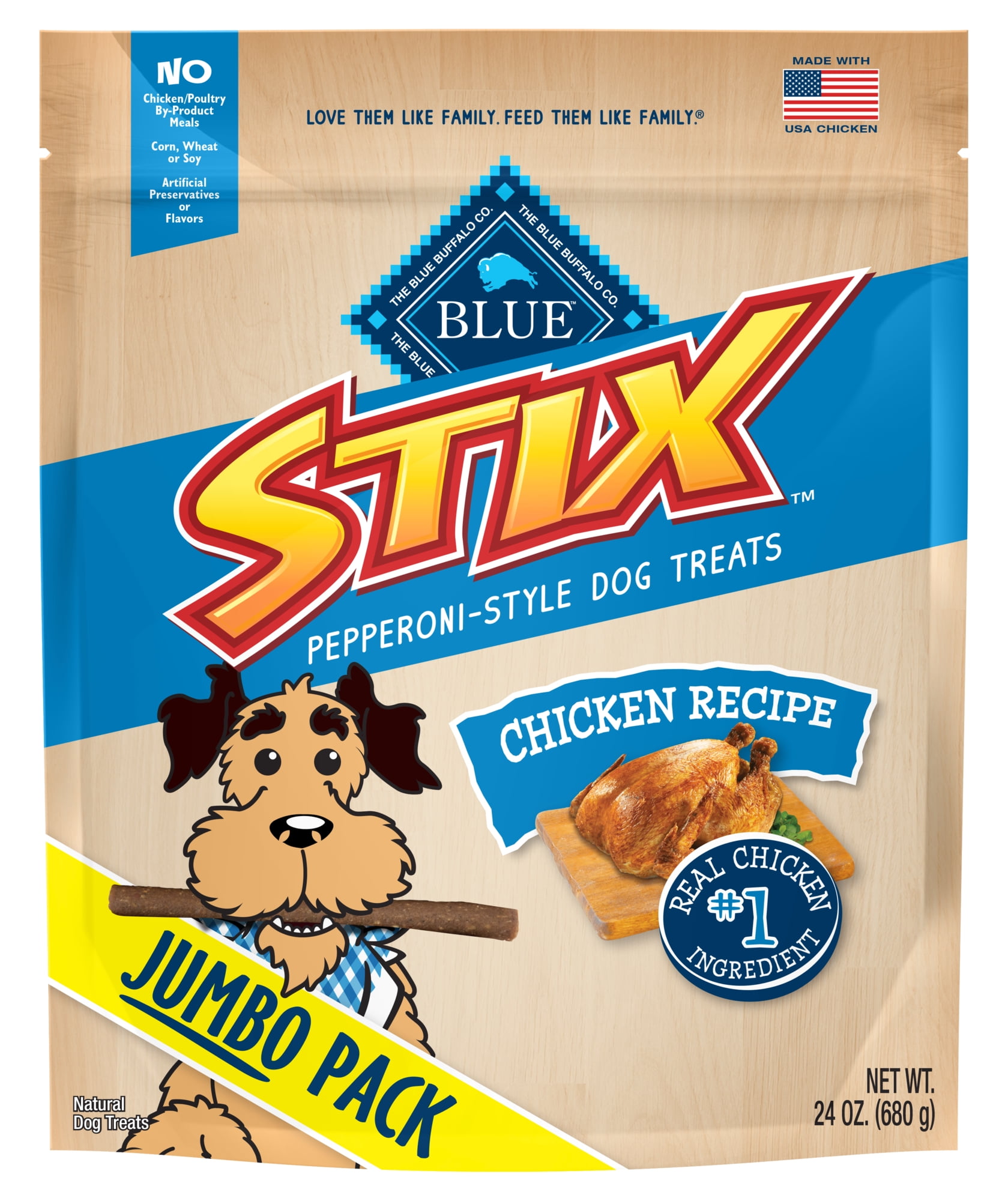 Blue Buffalo Stix SoftMoist Dog Treats, Chicken Recipe, 24oz bag