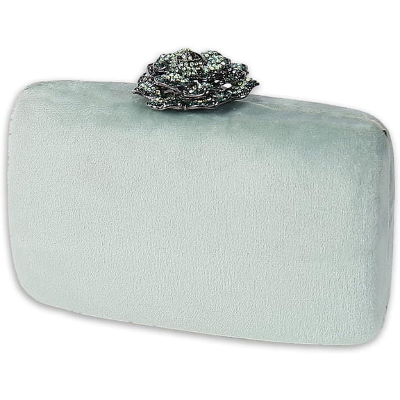 Velvet Clutch Bag for Women Flower Lock Evening Bag Sparkly Rhinestone Handbag Bridal Wedding Purse