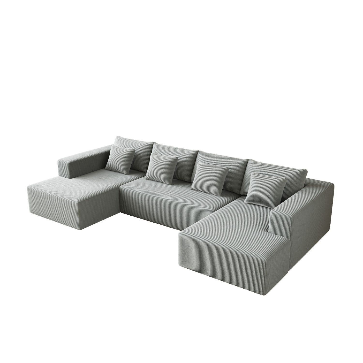 Gewnee Luxury Oversized Deep Seat Corduroy U-Shaped Modular Sofa with Chaise - For Living Room, Office