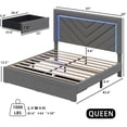 thumbnail image 3 of Fastroby Queen Upholstered Bed Frame with LED Headboard & Storage Drawer, No Box Spring Required, 3 of 11