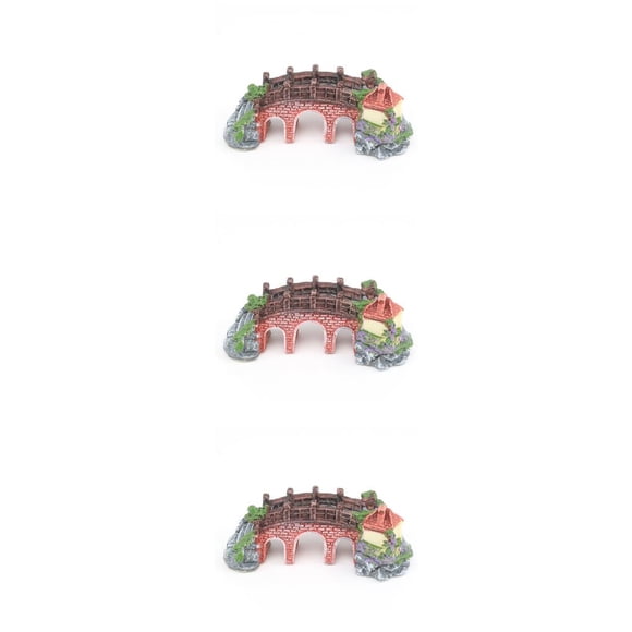 ZheElen Resin Castle Aquariums Decoration Simulation Turtle Climbing Three Eye Bridge 3Set